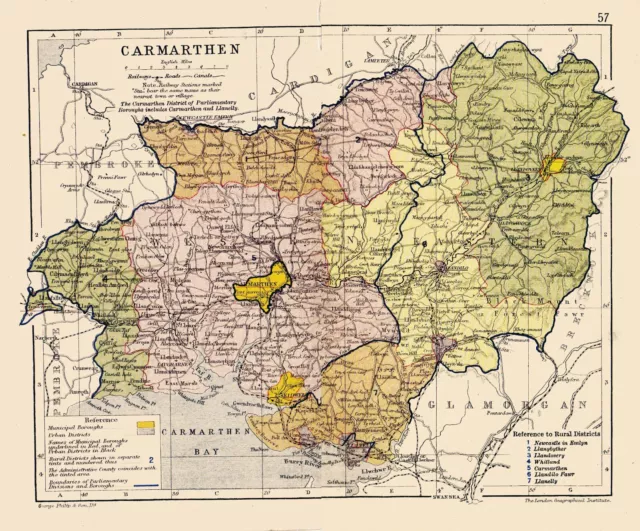 An A3 size reproduction map of  Carmarthen original dated 1880.