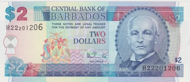 P54 Barbados Two Dollars Banknote In Mint Condition Issued In 1998 / 1999