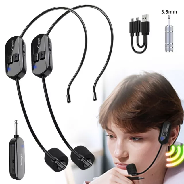 24G 2 Channel Wireless Headset Mic 50M Range for Speaker Voice Teaching Yoga