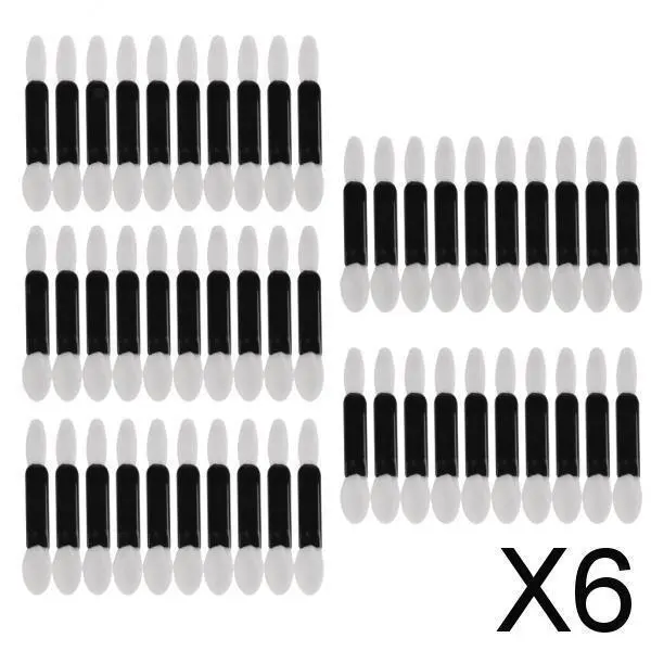6X Set di 50 pennelli in spugna per ombretti cosmetici ovali a doppia punta