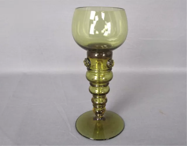 Antique 19th Century Roemer Goblet Wine Glass Bohemian Amber color Fritz heckert
