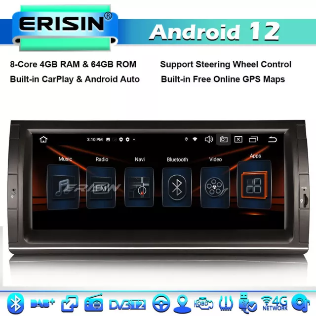 10.25“ GPS Android 12 Autoradio DAB+Wifi CarPlay 64GO TPMS RDS 4G for BMW X5 E53