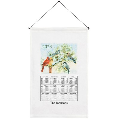 PERSONALIZED LINEN TOWEL Calendar 2023-2024 Song Birds 23" L x 15" W
