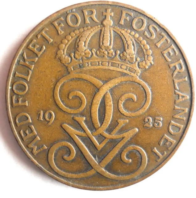1925 SWEDEN 5 ORE - Excellent Vintage Coin Sweden BIN #3