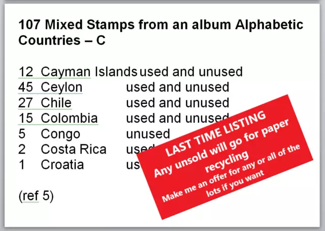 107 Mixed Stamps from an album Alphabetic Countries – C