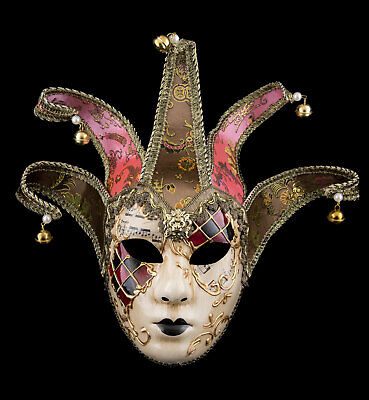 Mask from Venice Volto Jolly Red Black IN 5 Spikes Carnival Fancy Dress - 2197