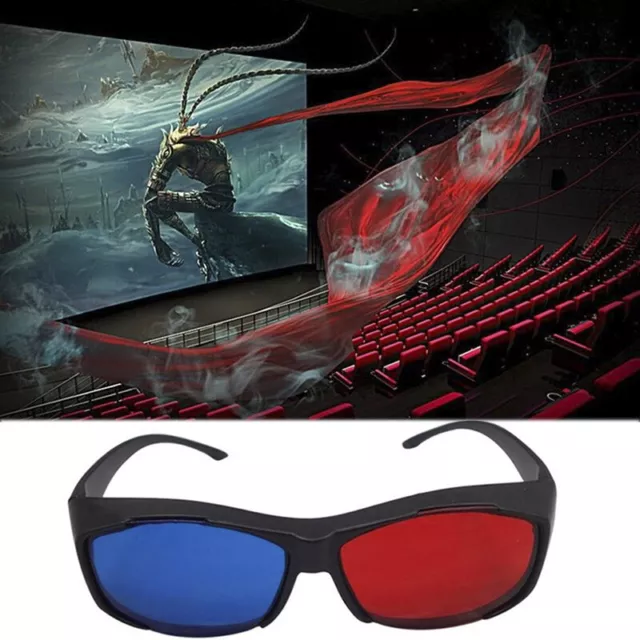 Red Blue 3D Glasses Black Frame For Dimensional Anaglyph TV Movie DVD Game BH
