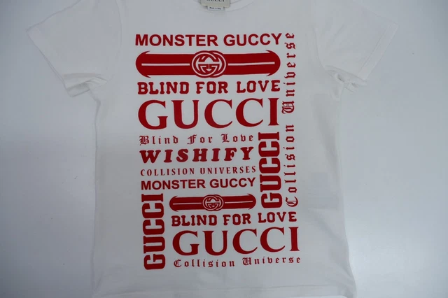 T-shirt ragazzo Gucci età superiore 8 anni stampa logo bianco rosso manica corta 2