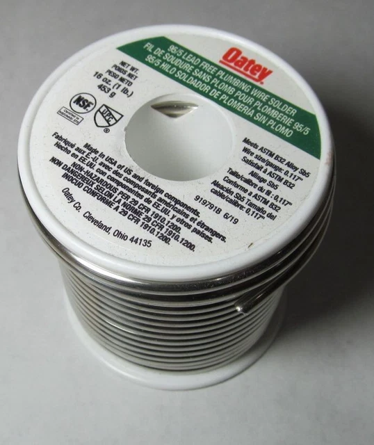 New 1Lb Roll Oatey Lead Free 95/5 Plumbing Wire Solder