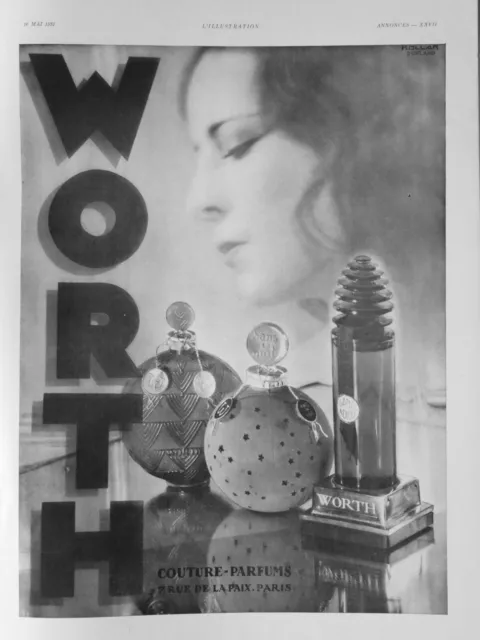 Publicité De Presse 1931 Parfums Couture De Worth Sans La Nuit Sans Adieu
