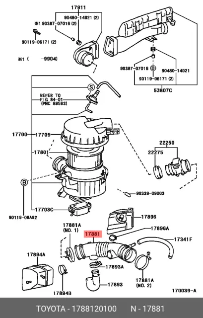 Genuine OE hose, air cleaner, no.1, 1788120100 for TOYOTA 17881-20100