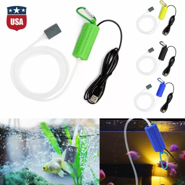 Aquarium Fish Tank Air Pump Portable USB Mini Oxygen Air Pump Filter Pet USA