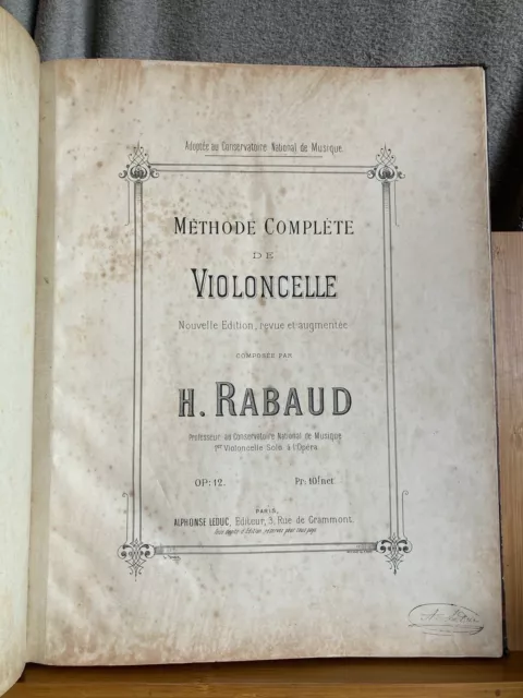 Hippolyte François Rabaud Méthode complète de violoncelle op. 12 partition Leduc