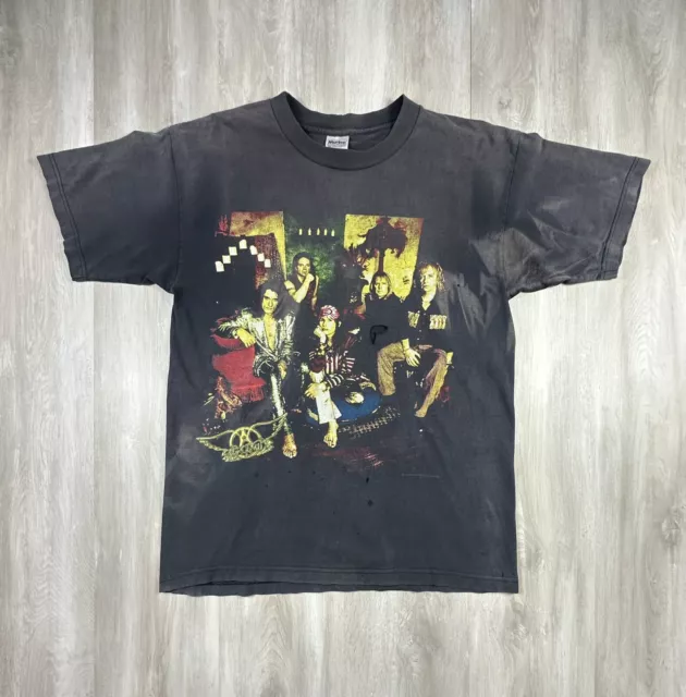 Vintage 1997 Aerosmith Nine Lives North American Tour T-Shirt 90s Size Large