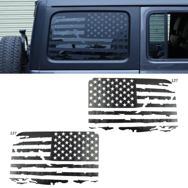 Rear Window US American Flag Stickers Vinyl Decal Fit For Jeep Wrangler JL 18-22