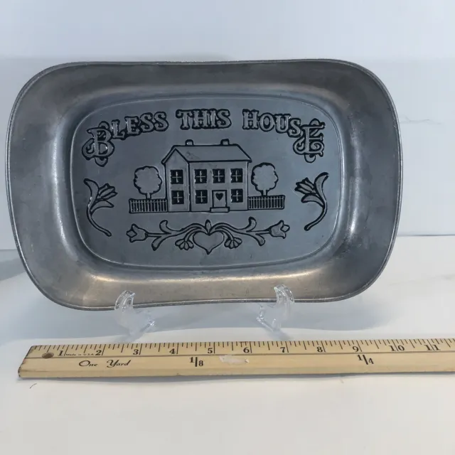 Wilton Armetale Pewter Bread Tray 'Bless This House”