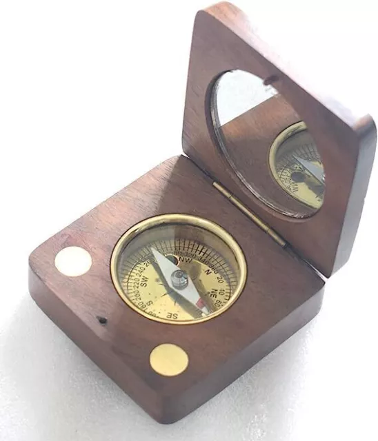 Brass Compass Vintage Replica Wood Compass Handmade Nautical Gift