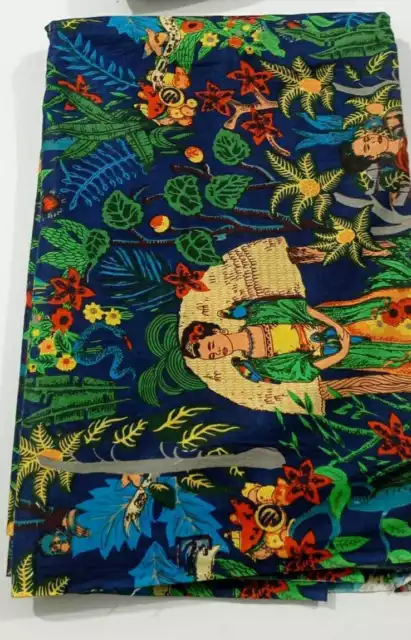 Tela india de gasa de algodón hecha a mano con estampado de Frida, 3 yardas