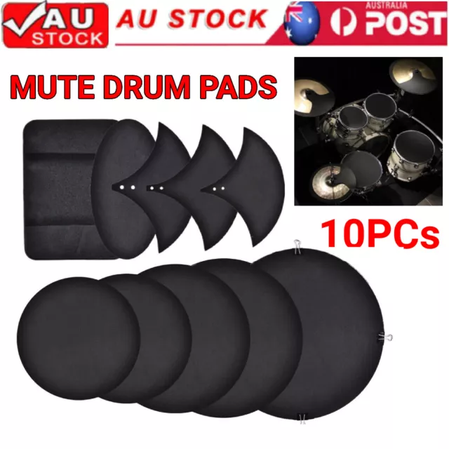 10x Drum Mute Pads Silencer Drumming Practice Rubber Foam Pad Cymbal Mute Pads q