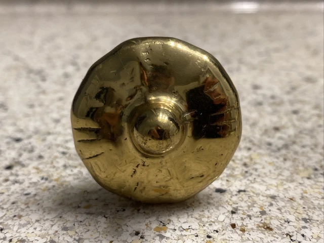 Vintage Gold Tone Brass Knob Drawer Pull 1.5" Round Ornate Flower Bud Heavy
