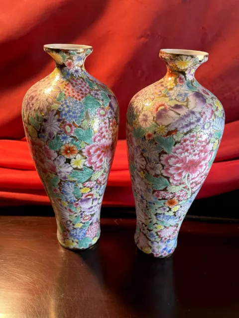 A Pair of Vintage Chinese Porcelain Handmade Exquisite Figures Vase 9inches