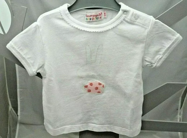 La Compagnie des Petits tee-shirt blanc manche courte lapin bébé fille 6 mois