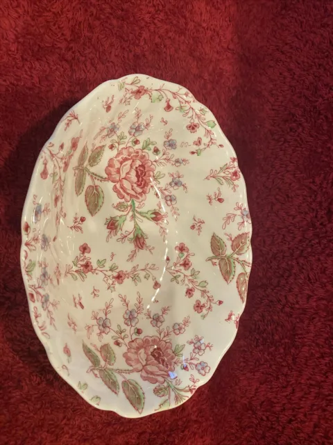 johnson brothers china rose chintz Oval Serving Bowl Vintage Cottage Decor