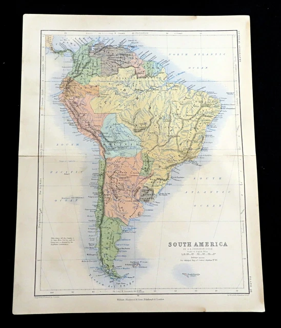 Map Of South America Brazil Argentina Bolivien Alexander K Johnston Antik 1868