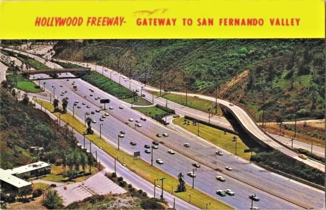 Postcard~Hollywood California~Hollywood Freeway - Gateway San Fernando  Valley