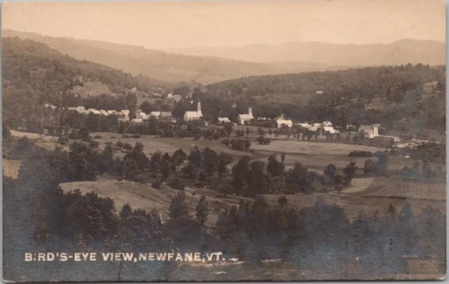 Vintage 1910s NEWFANE, Vermont RPPC Real Photo Postcard "BIRD'S EYE VIEW" Unused