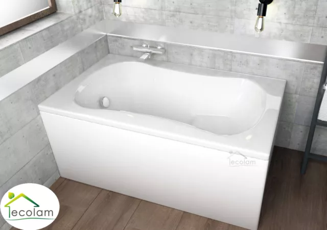 Badewanne Wanne Rechteck Sitzbadewanne Mini mit Sitz 120 x 70 cm Schürze Ablauf