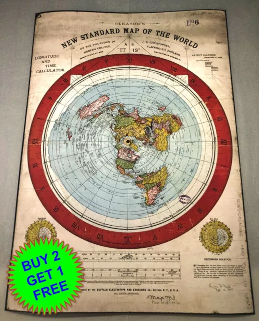 Gleason's New Standard Map of the World • Giclée Print • Flat Earth • A4 - A1