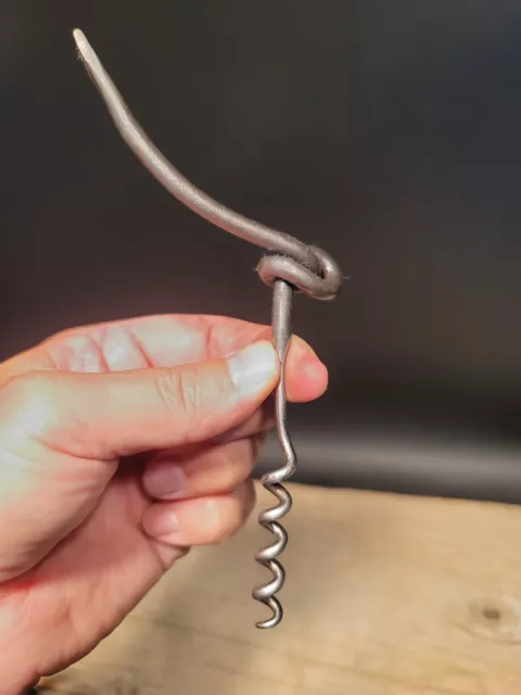 7" Primitive Antique Vintage Style Forged Iron Knot Blacksmith Corkscrew