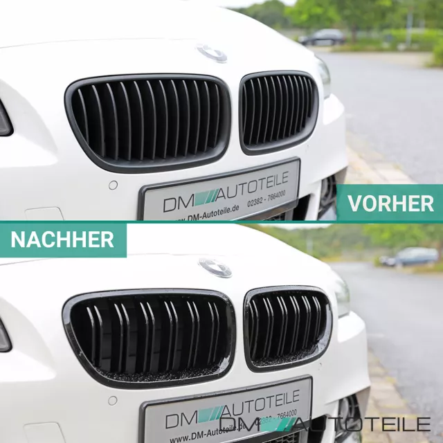 KÜHLERGRILL für BMW 5er F10 F11 F18 passend Set Schwarz Glanz Doppelsteg auch M 3