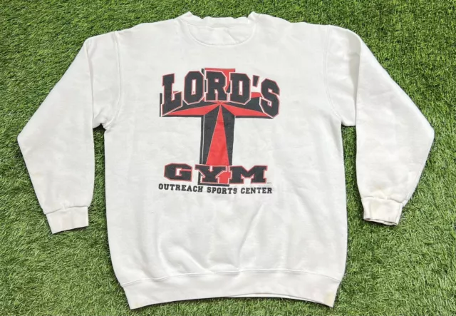 Vintage Lord's Gym Double Sided Crew Neck Sweatshirt Men's XL Distressed