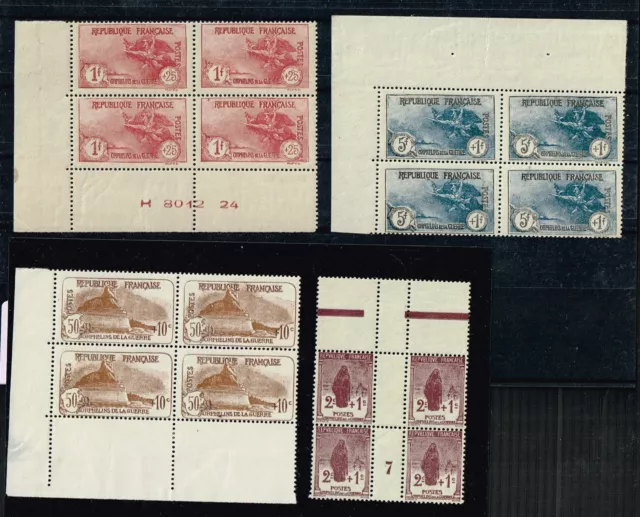 France 1926-27 Orphelins de guerre N° 229 à 232 ** blocs 4 MNH CV 3600€