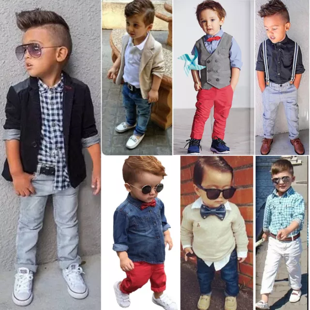 Kids Baby Boys Clothes Gentleman Casual Shirt Tops Blazer Coat Pants Formal Set