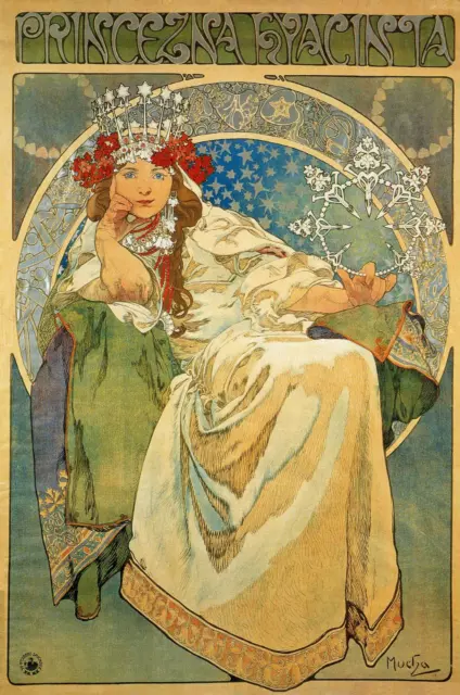 NEW Alphonse Mucha Vintage Poster Print Canvas Art Nouveau Princess Hyacinth