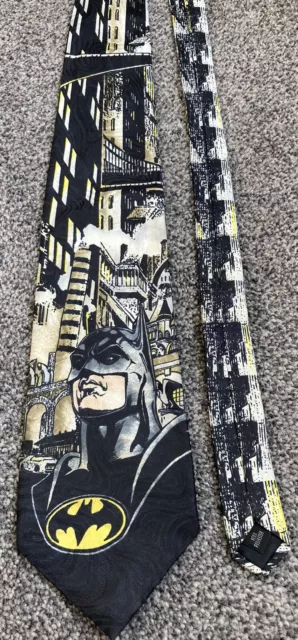 Vintage 1992 Batman Mens Black Tie Batman Returns Collectable Necktie DC Comics