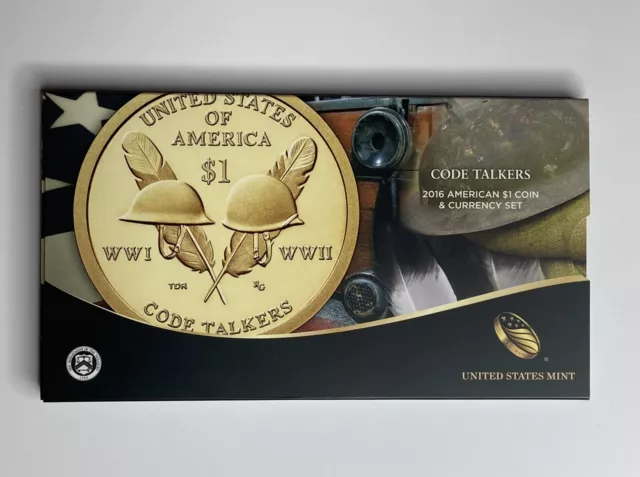 2016 code talkers american $1 coin & currency set nib native american sacagawea