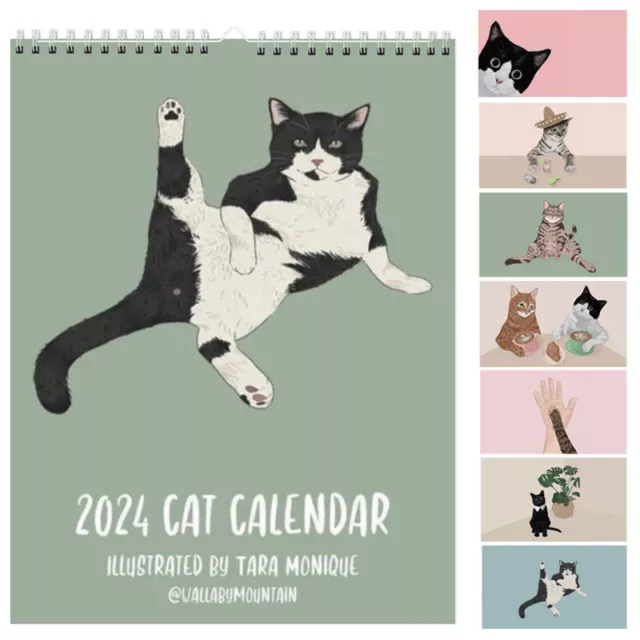 2024 Funny Cats Wall Calendar Monthly Wall Hanging Calendar Home Decor UK