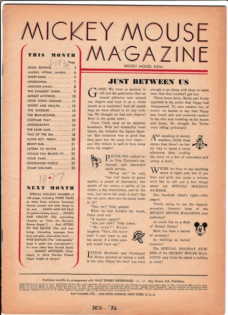 Mickey Mouse Magazine Vol.2  #2?  [1935 Pr]  Cover-Less Copy!