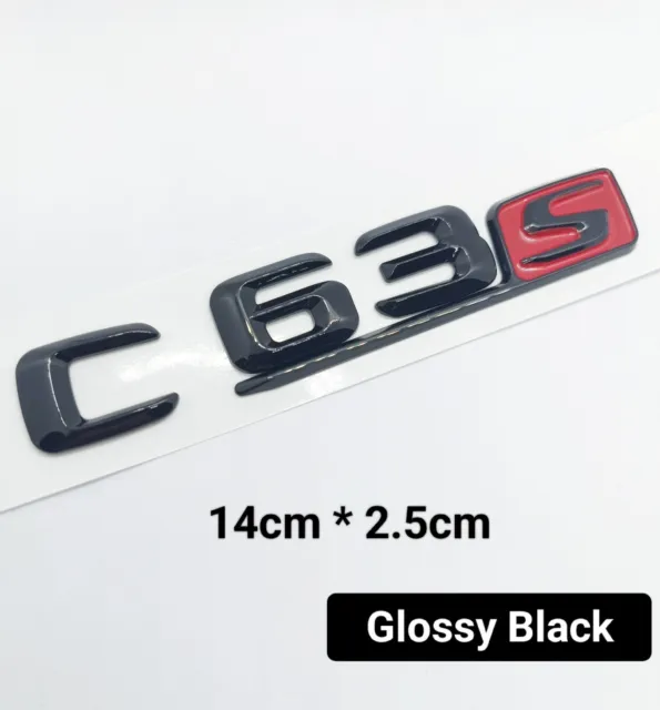 1 Logo C63s amg noir brillant Emblème 3D Autocollant Logo installe Coffre