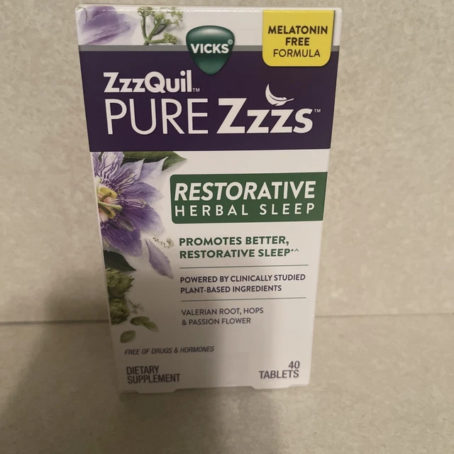 Vicks ZzzQuil PURE Zzzs sueño herbal restaurador (40 tabletas)