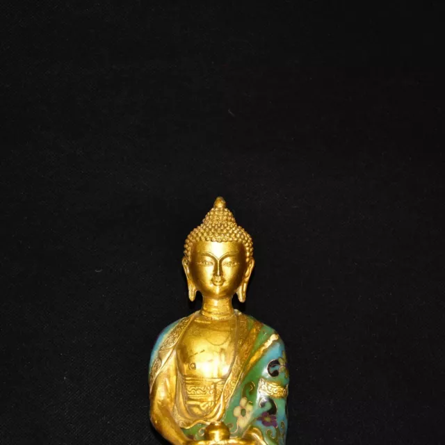 Chinese Antique Copper Cloisonne Enamel and Gilt Buddha Figurine Ornament /01 3
