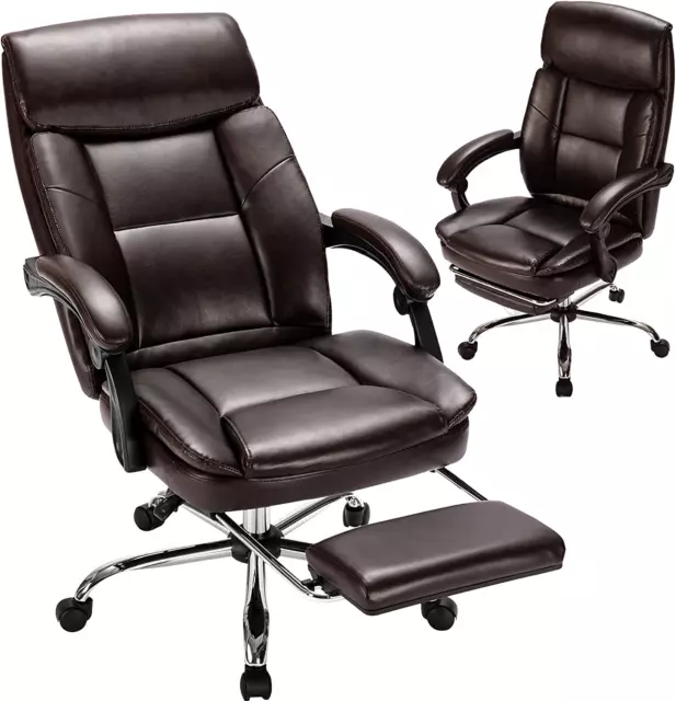 Executive Office Chair, Ergonomic Big and Tall Leather Swivel Rolling Managerial