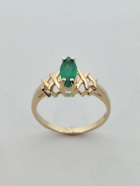 Natural Emerald Ring Solid 14kt Yellow Gold
