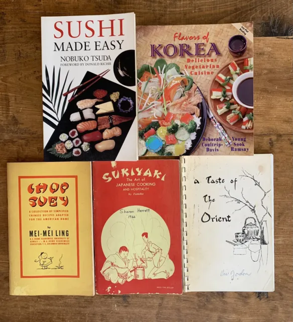 LOT of 5 Oriental Cookbooks Chinese Japanese Korean Chop Suey Sushi Sukiyaki