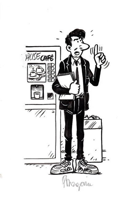 Dessin Original Signé Jean Buzzini (Buzzi) - Humour Presse - Thème Boxe