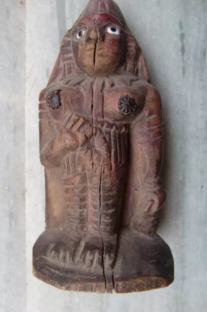 Vintage Antiguo Tallado Madera Estatua De Mujer Fino Primitive Popular Arte